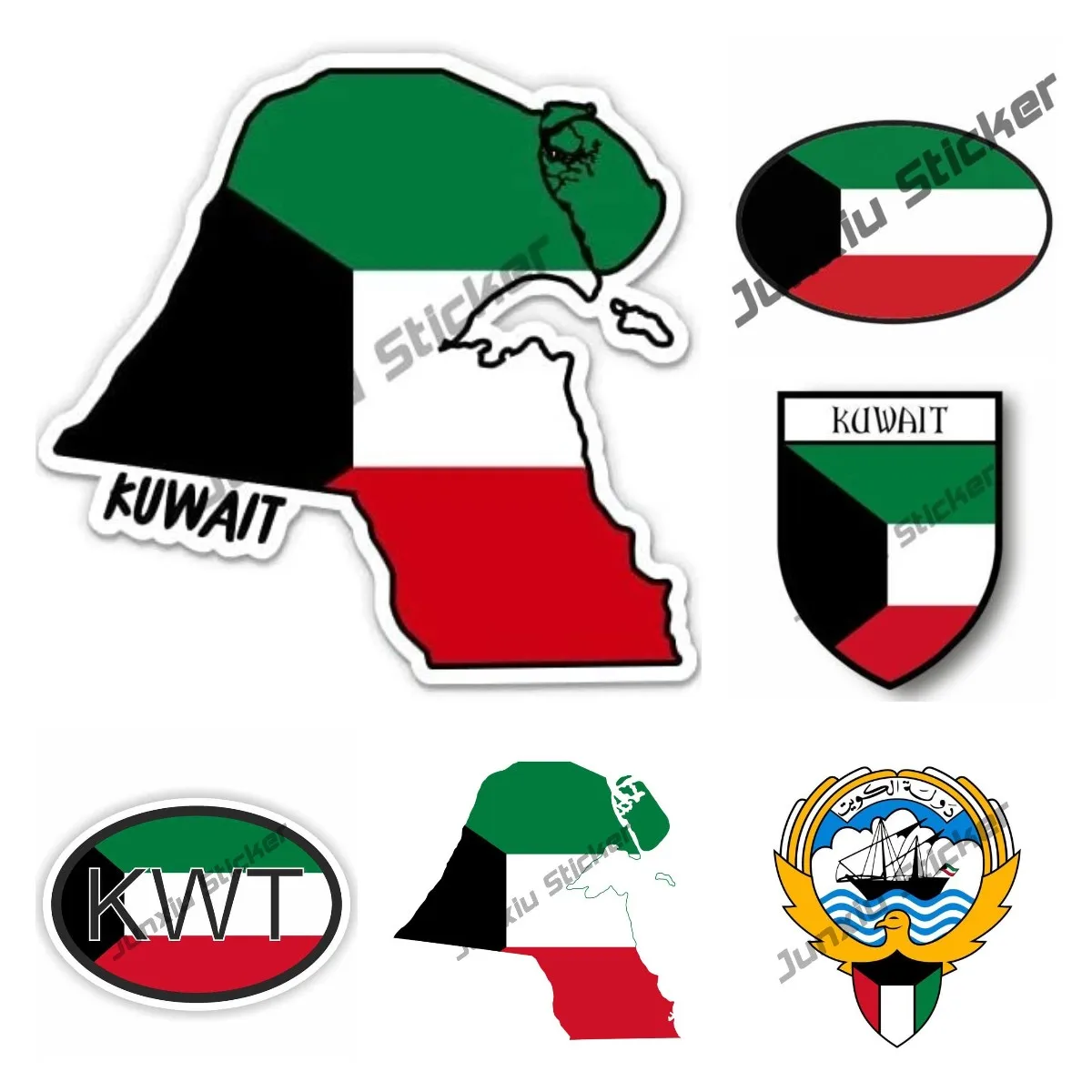 Laptop Accessories Kuwait - Kuwait Map with Flag Vinyl Sticker